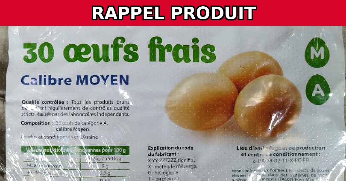 Rappel urgent : Plateau de 30 œufs frais en raison de risques sanitaires