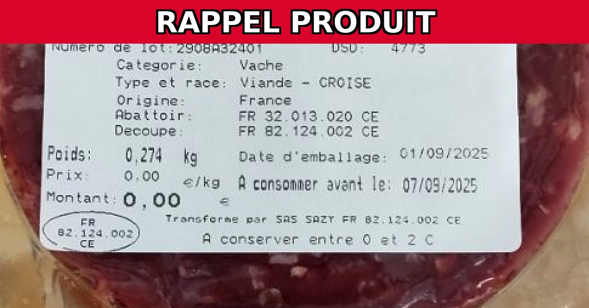 Rappel urgent : Steaks Hachés contaminés par Salmonelle