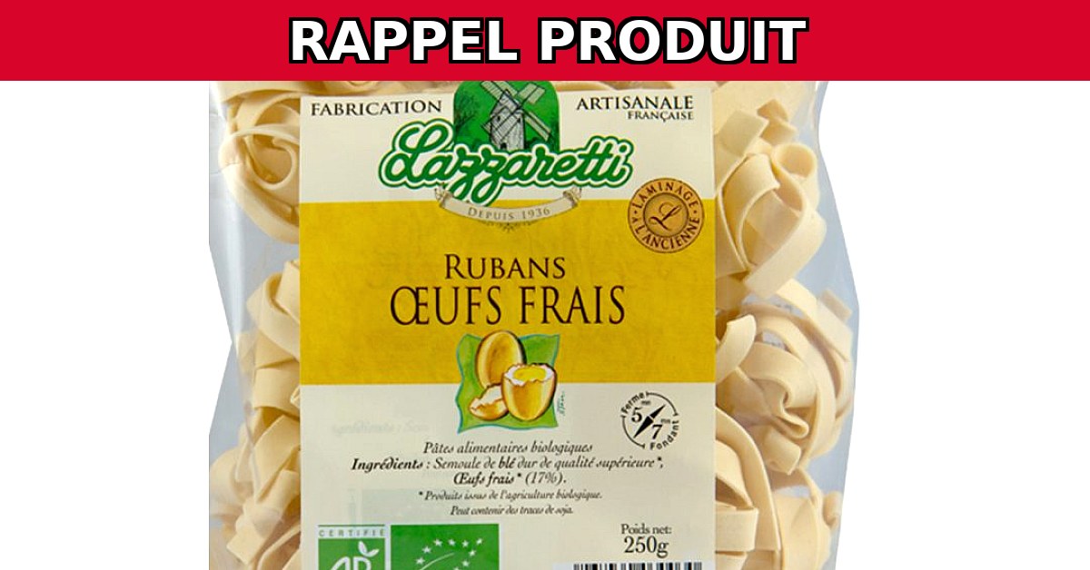 Rappel Urgent : RUBAN AUX OEUFS BIO 250GR de LAZZARETTI