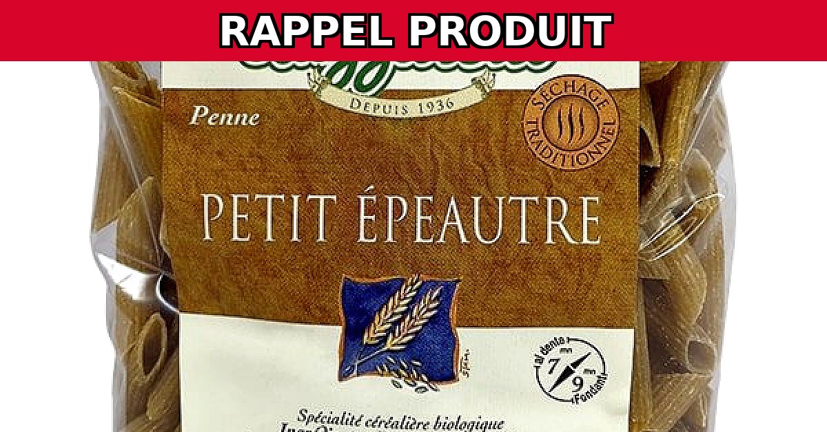 Rappel urgent : Penne Petit Épeautre 250g Bio en raison de traces de mollusques