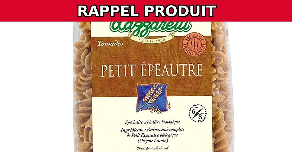 Rappel urgent : Torsade Petit Épeautre Bio 250g en raison de traces de mollusques