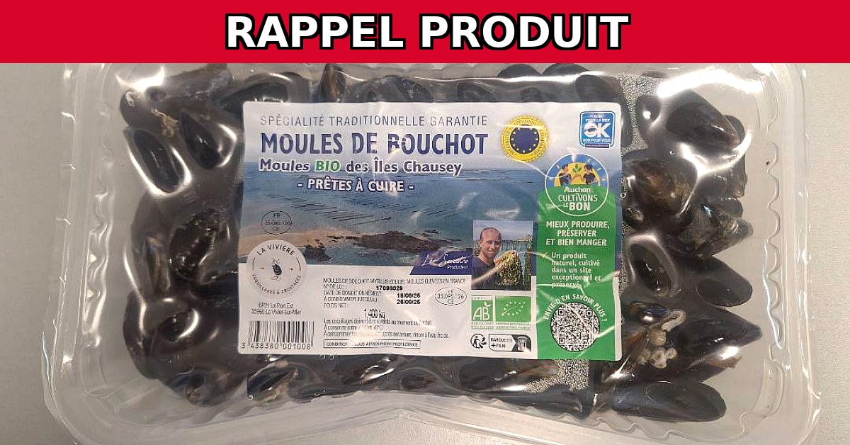 Rappel urgent : Moules de Bouchot BIO contaminées par E.coli