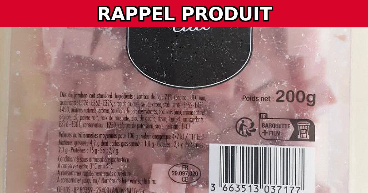 Alerte Rappel : Dé de Jambon Cuit 200g Contaminé par Listeria