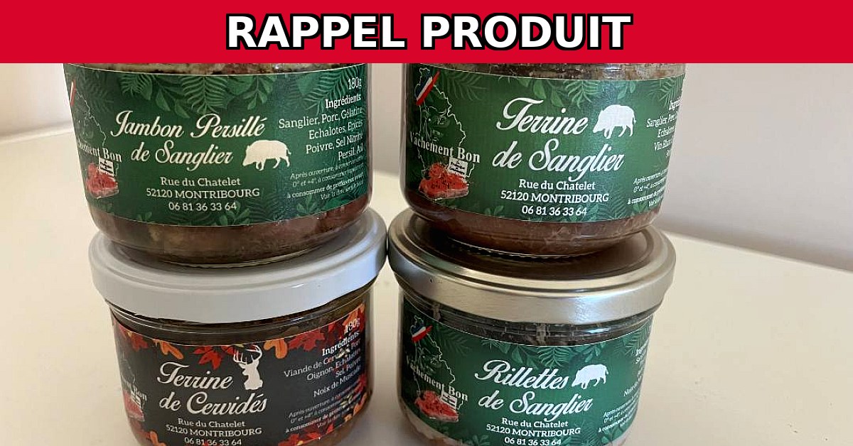 Rappel urgent : Terrines Vachement Bon en raison de risques sanitaires