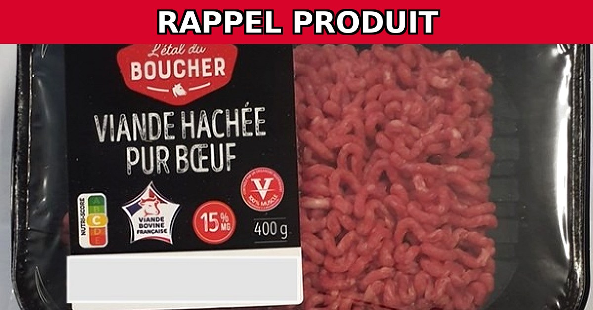 Image du rappel produit Rappel urgent : Viande de bœuf hachée 15% MG contaminée par Salmonelle