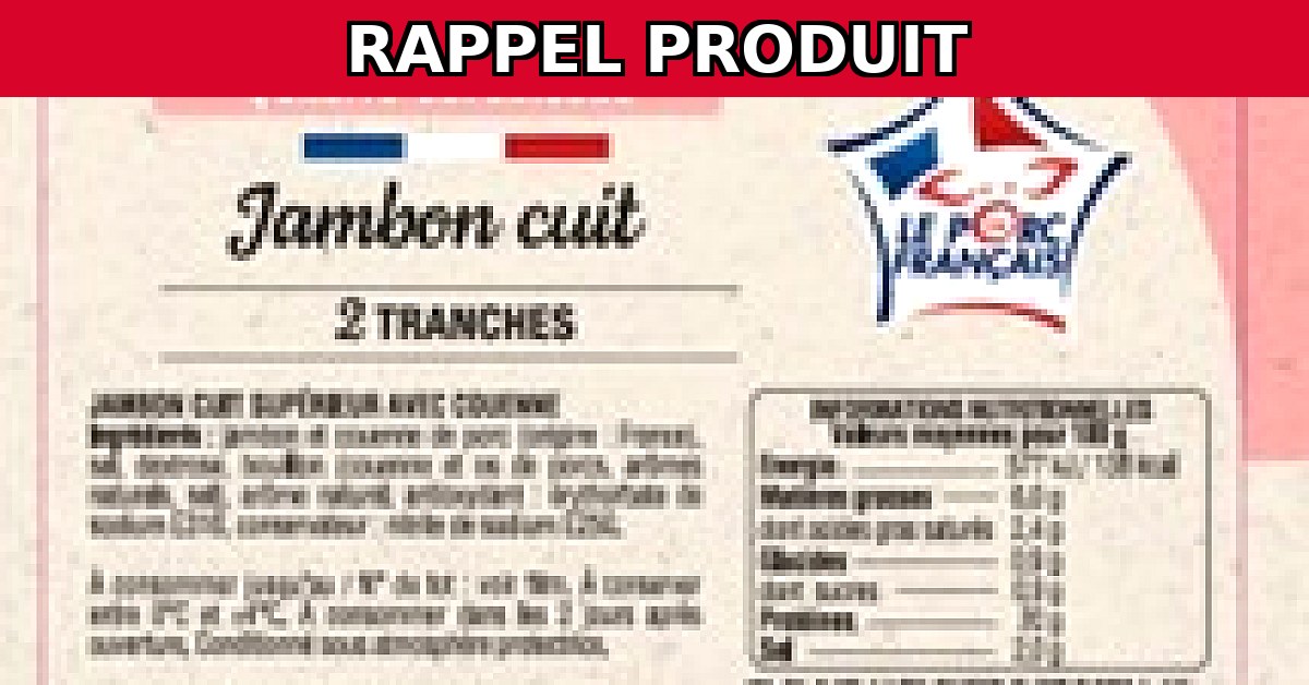 Rappel urgent : Jambon Cuit Supérieur Aostinos contaminé par Listeria