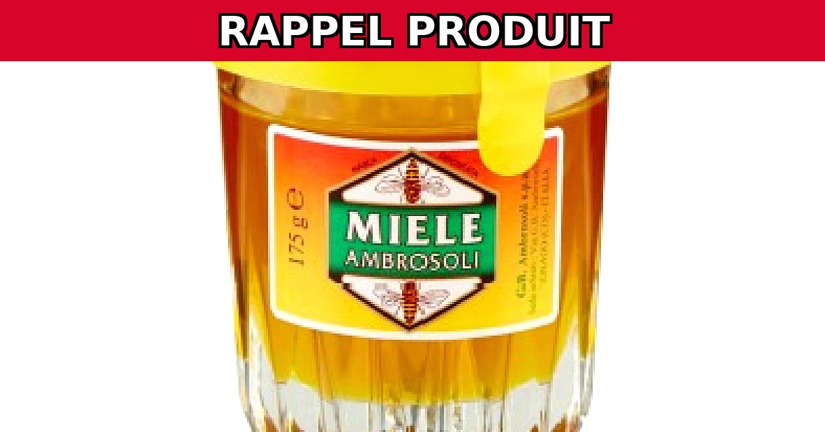 Image du rappel produit Rappel urgent : Miel Miele Ambrosoli contaminé !