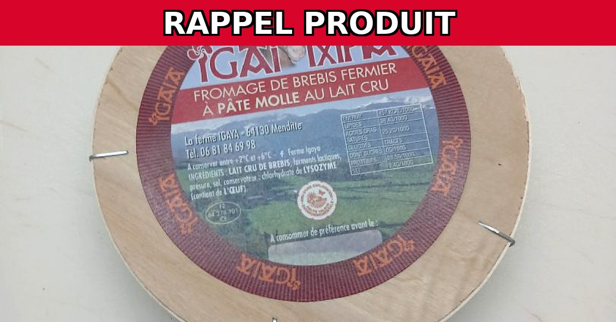 Rappel urgent : IGAITXIPIA fromage de brebis contaminé par la listeria