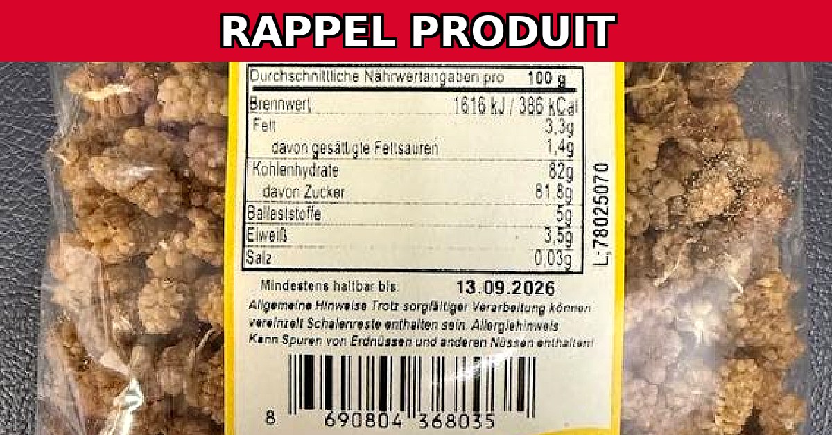 Alerte Rappel : GETROCNKNETE MAULBEER - MURES SECHEES en raison de mycotoxines