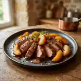 Aiguillettes de canard aux pêches caramélisées : recette gourmande et facile