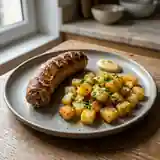 Andouillette grillée à la moutarde et pommes de terre sautées