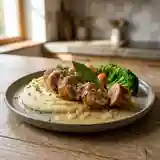 Andouillettes au thym et laurier avec sauce au vin blanc délicate