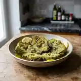 Artichauts fondants à l'huile d'olive et citron frais