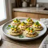 Assiette de blinis au Carré Frais aux saveurs exotiques : recette gourmande et fraîche