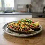 Aubergines farcies aux olives noires savoureuses