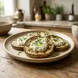 Aubergines fondantes au fromage blanc frais