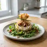 Aumônière de Carré Frais aux Figues sur Lit de Verdure Fraîche
