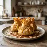 Aumônières de poires fondantes au caramel et amandes