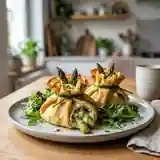 Aumônières gourmandes aux asperges fraîches et fromage fondant