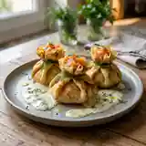 Aumônières gourmandes aux deux saumons et sauce acidulée légère