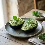 Avocats fondants et crème de cresson poivrée