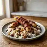 Bananes au bacon croustillant & riz sucré-salé