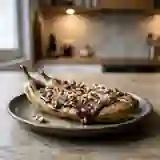 Bananes rôties, ganache fondante et noix