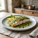 Bar au Citron Rôti et Sauce aux Herbes Fraîches