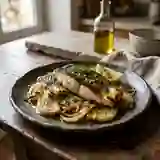Bar croustillant au pastis et fenouil rôti