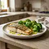 Bar grillé aux brocolis et sauce citronnée