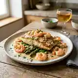 Barbue au cidre et sauce crémeuse aux crevettes : recette gourmande et raffinée