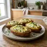 Barquettes de pommes de terre au chèvre frais et herbes fraîches
