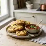 Beignets d'aubergines croustillants accompagnés d'un coulis de tomate maison