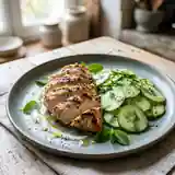 Blancs de poulet grillés au yaourt et salade fraîche de concombres
