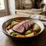 Boeuf à la ficelle traditionnel avec légumes de saison