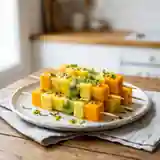 Brochettes de fruits exotiques fraîches et colorées