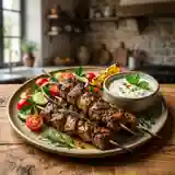 Brochettes de gigot d'agneau marinées aux herbes et épices