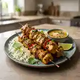 Brochettes de poulet au curry et lait de coco, recette savoureuse et facile