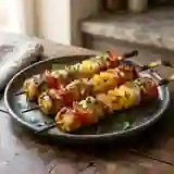 Brochettes de poulet curry-ananas caramélisées