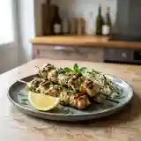 Brochettes de poulet marinées à la menthe fraîche, grillées à la perfection