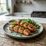 Brochettes de saumon express au citron et herbes fraîches