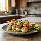 Brochettes gourmandes de coquilles Saint-Jacques grillées au beurre d'ail