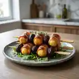 Brochettes gourmandes de quenelles au lard et pruneaux