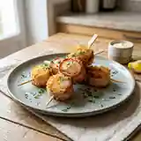 Brochettes gourmandes de Saint-Jacques panées au lard croustillant