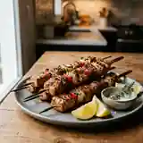 Brochettes savoureuses de dinde et de porc grillées