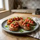 Bruschetta classique au pain grillé et ail parfumé