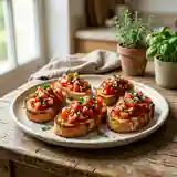 Bruschetta classique aux tomates fraîches, ail et basilic