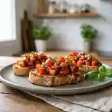 Bruschetta croustillante aux tomates fraîches et basilic