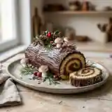 Bûche de Noël traditionnelle au chocolat et crème légère