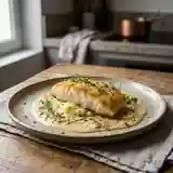 Cabillaud fondant à la sauce crémeuse moutardée